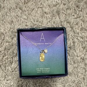 Gold Dipped Necklace with Cubic Zirconia Charm